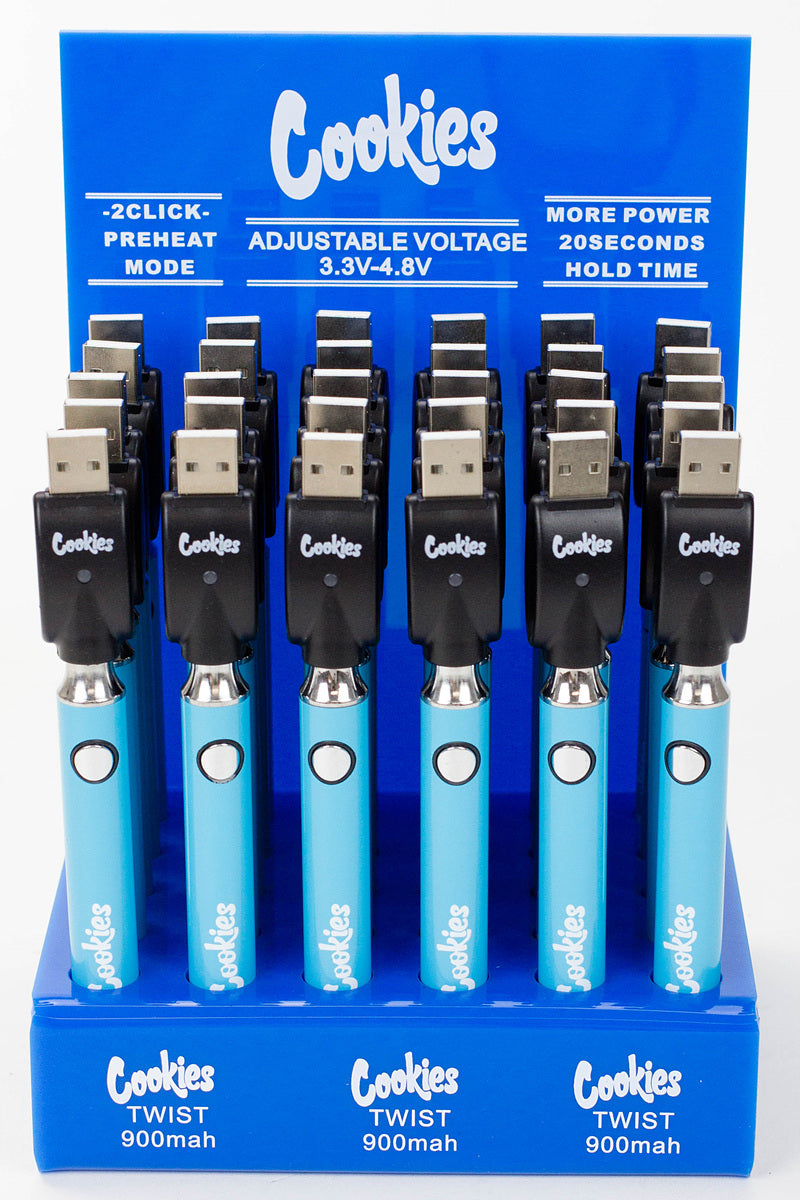 900 mAh Cookies Twist Control Vape Battery with USB charger Display of 30 510 Battery ONE Blue