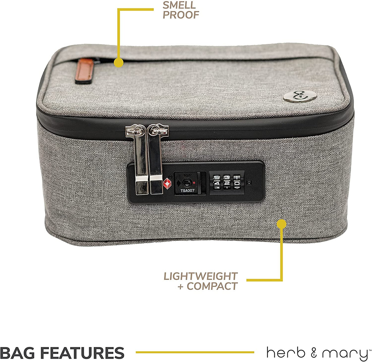 Herb & Mary | Smell Proof Accessories Storage Stash Case w/Integrated Combo Lock (Medium) Pouch Herb & Mary