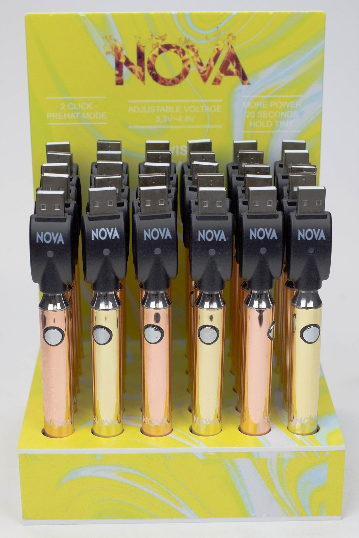 900 mAh Nova Twist Control Vape Battery with USB charger Display of 30 510 Battery ONE Gold/Rose Gold