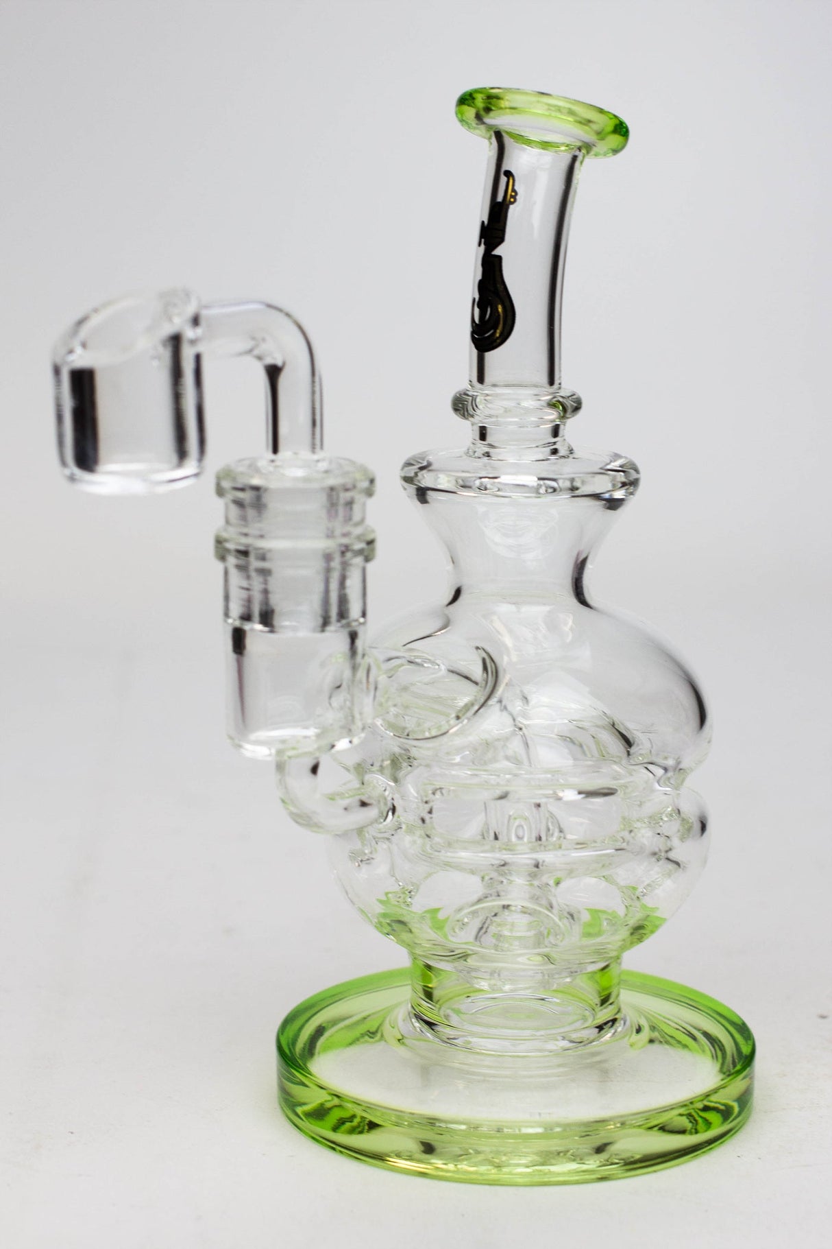 6" Genie Double glass recycle rig with shower head diffuser Glass Rig ONE Neon Green