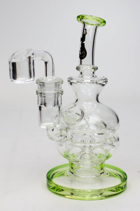 6" Genie Double glass recycle rig with shower head diffuser Glass Rig ONE Neon Green