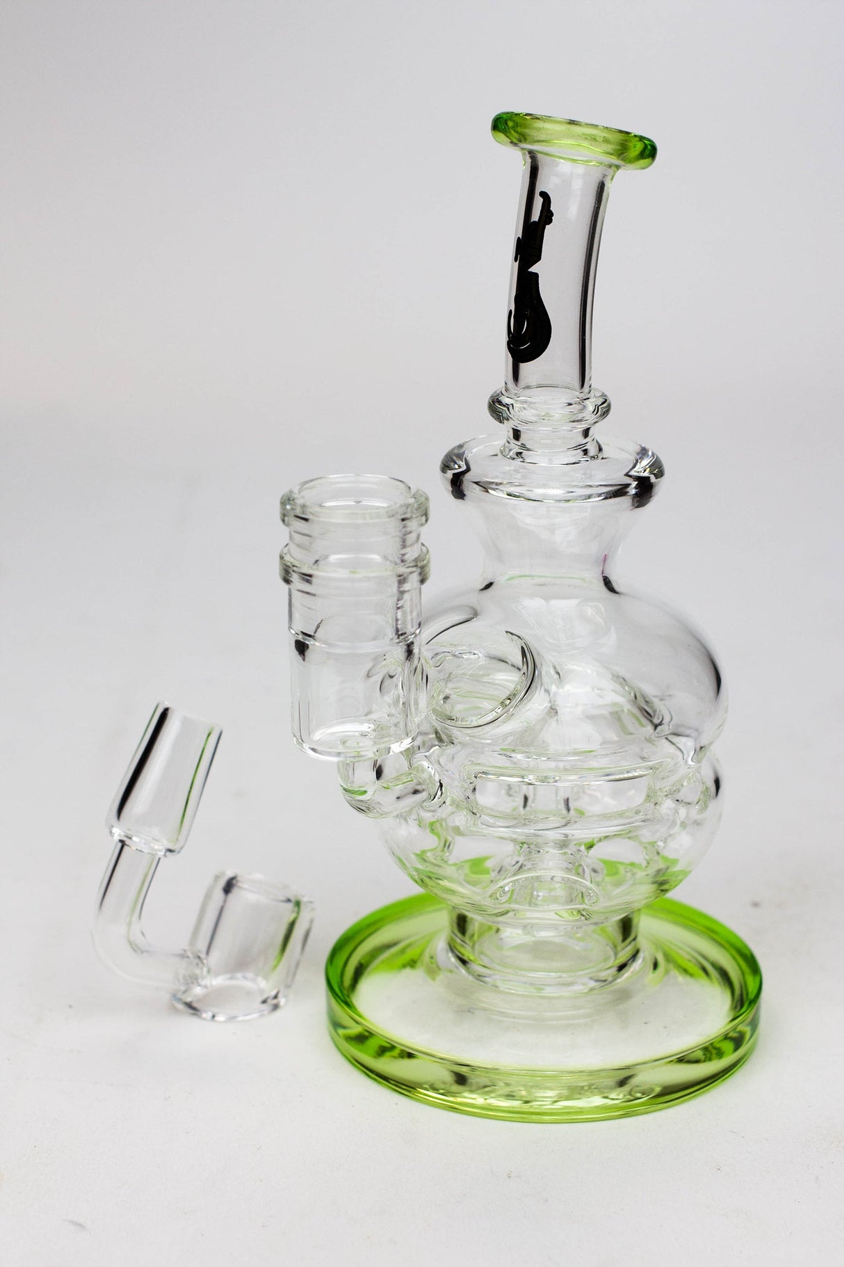 6" Genie Double glass recycle rig with shower head diffuser Glass Rig ONE