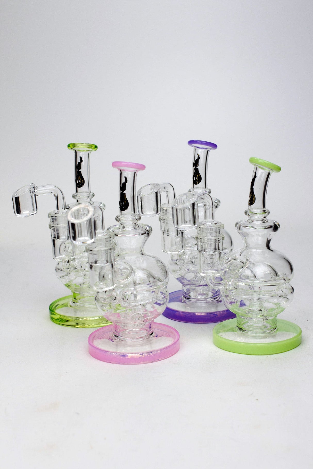6" Genie Double glass recycle rig with shower head diffuser Glass Rig ONE