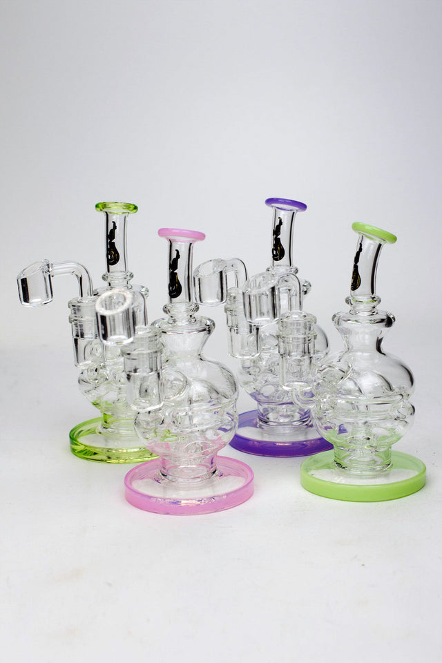 6" Genie Double glass recycle rig with shower head diffuser Glass Rig ONE