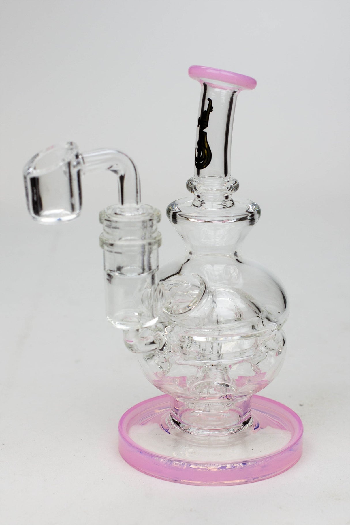 6" Genie Double glass recycle rig with shower head diffuser Glass Rig ONE Pink