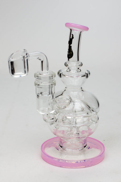 6" Genie Double glass recycle rig with shower head diffuser Glass Rig ONE Pink