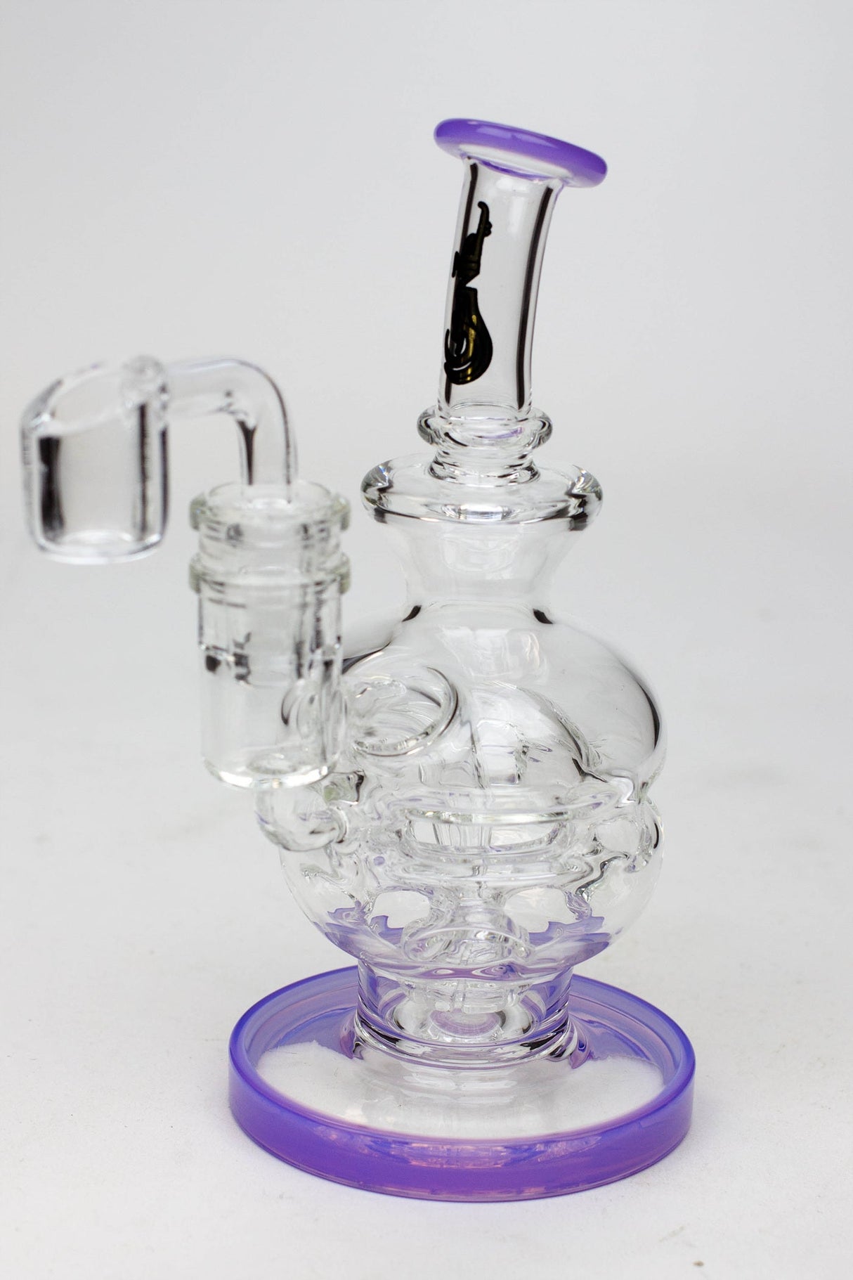 6" Genie Double glass recycle rig with shower head diffuser Glass Rig ONE Purple