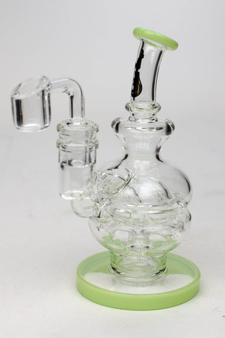 6" Genie Double glass recycle rig with shower head diffuser Glass Rig ONE Green