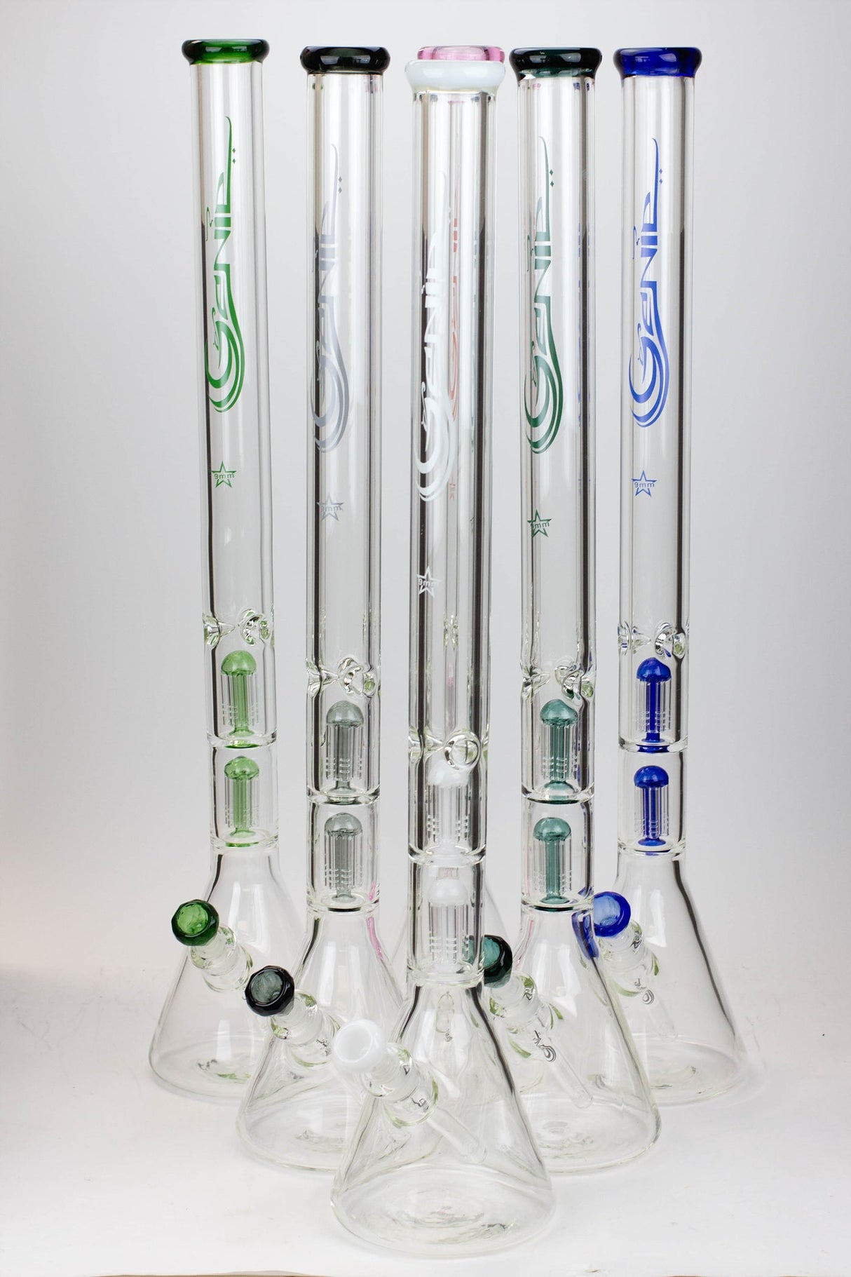 30" Genie 9 mm Dual tree arms beaker glass water bong Beaker Bong ONE