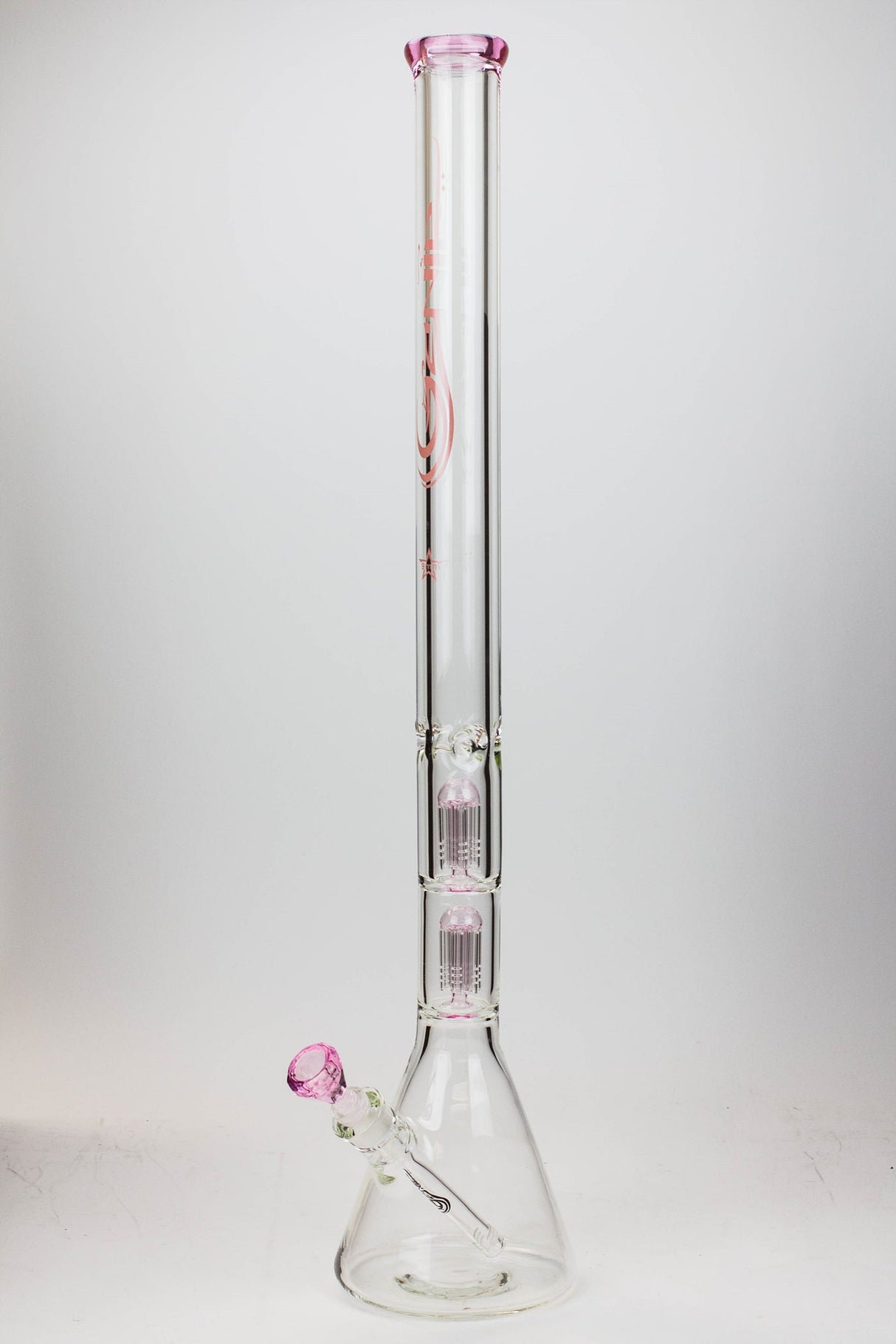 30" Genie 9 mm Dual tree arms beaker glass water bong Beaker Bong ONE Pink
