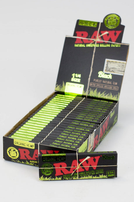 RAW Black Organic Hemp Rolling Paper 1 - 1/4" Size ONE 1 1/4