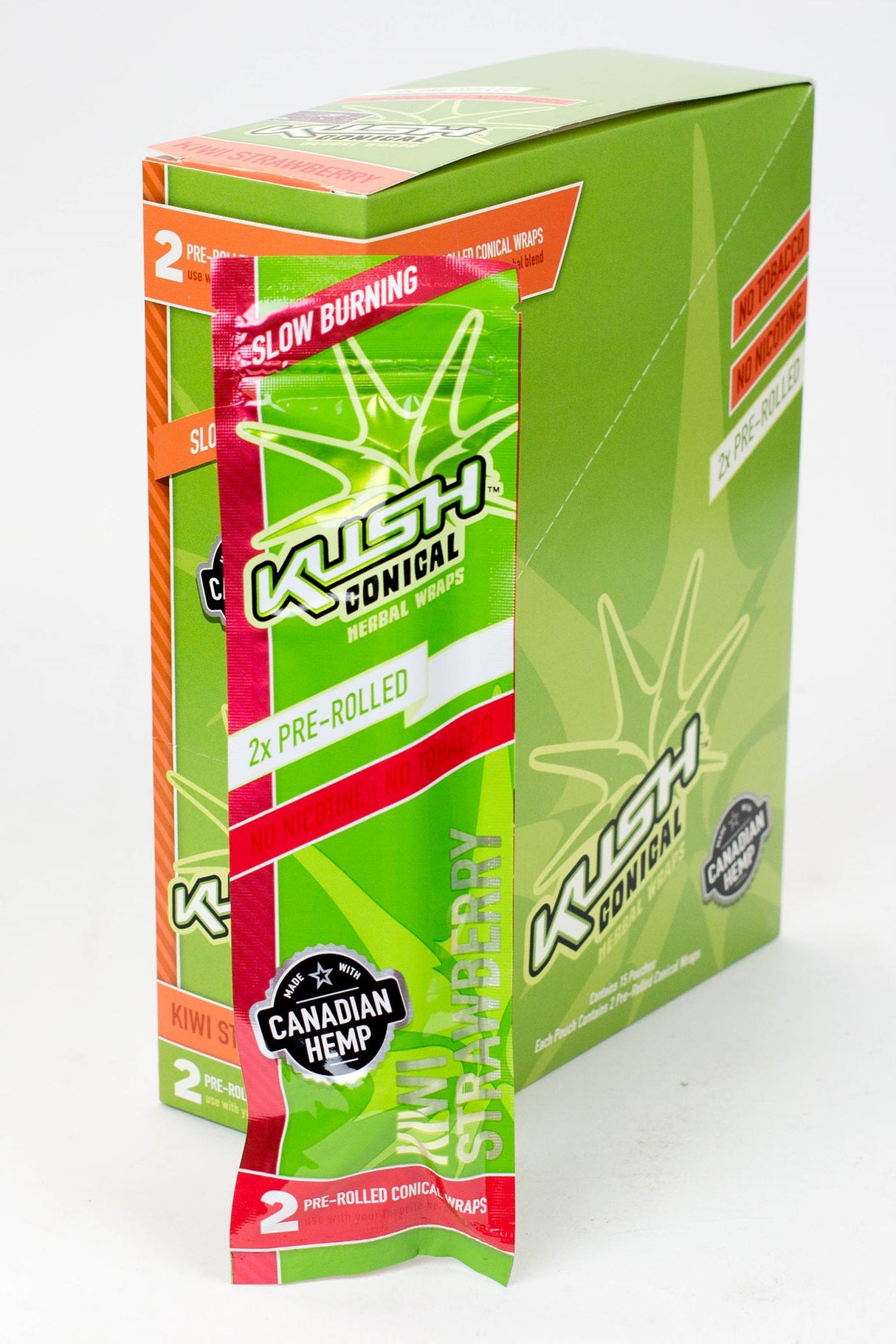 KUSH® CONICAL HERBAL WRAPS Leaf Wrap ONE Kiwi Strawberry