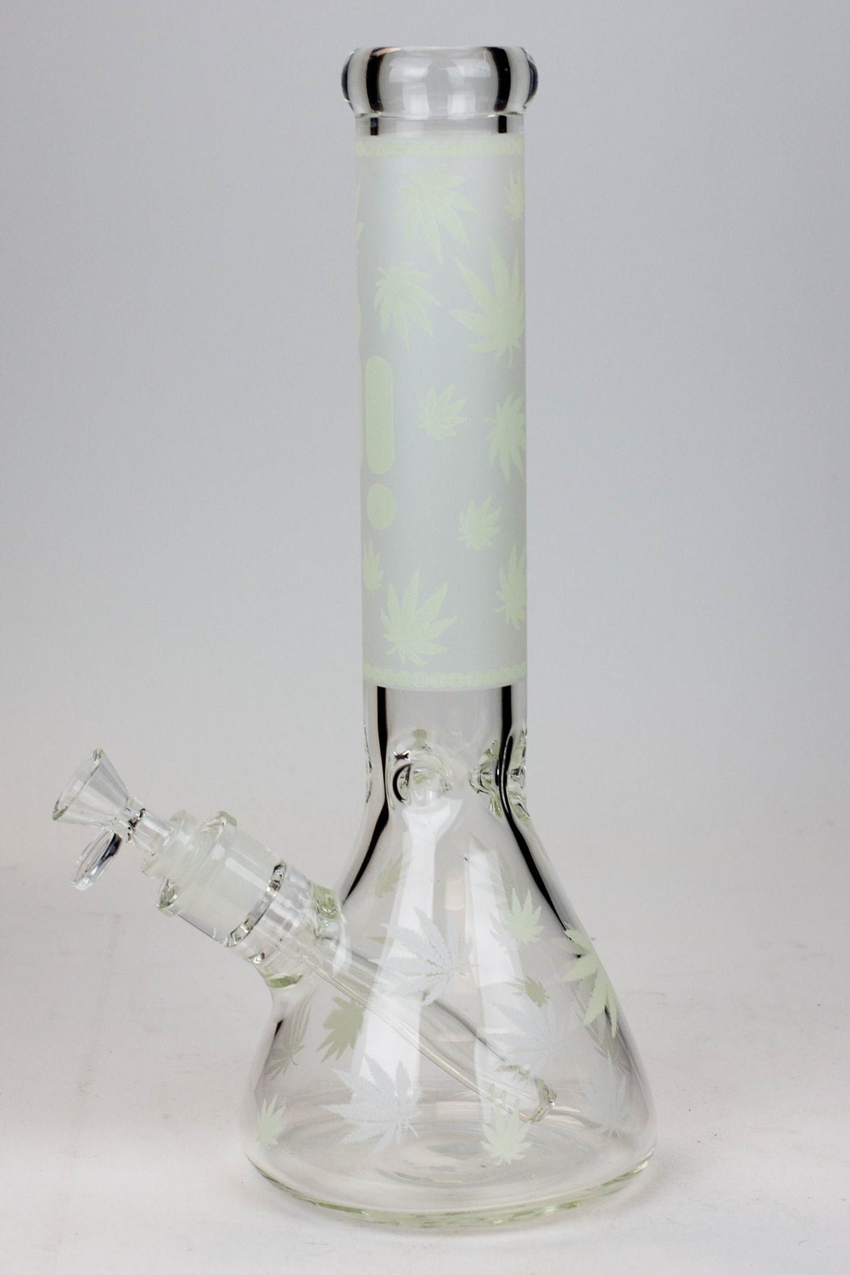 14" Infyniti Leaf Glow in the dark 7 mm glass bong ( GP1654 ) Beaker Bong ONE