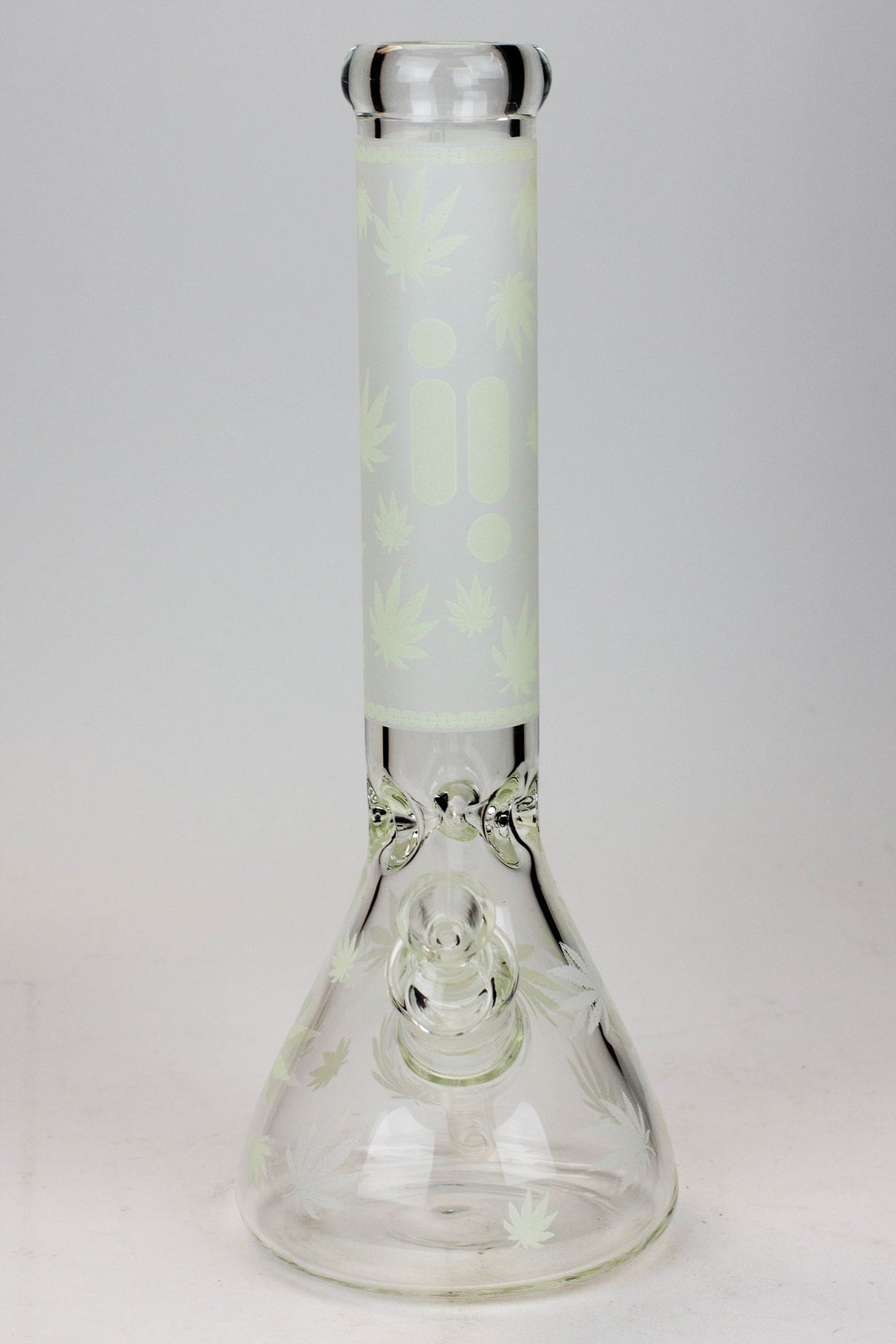 14" Infyniti Leaf Glow in the dark 7 mm glass bong ( GP1654 ) Beaker Bong ONE