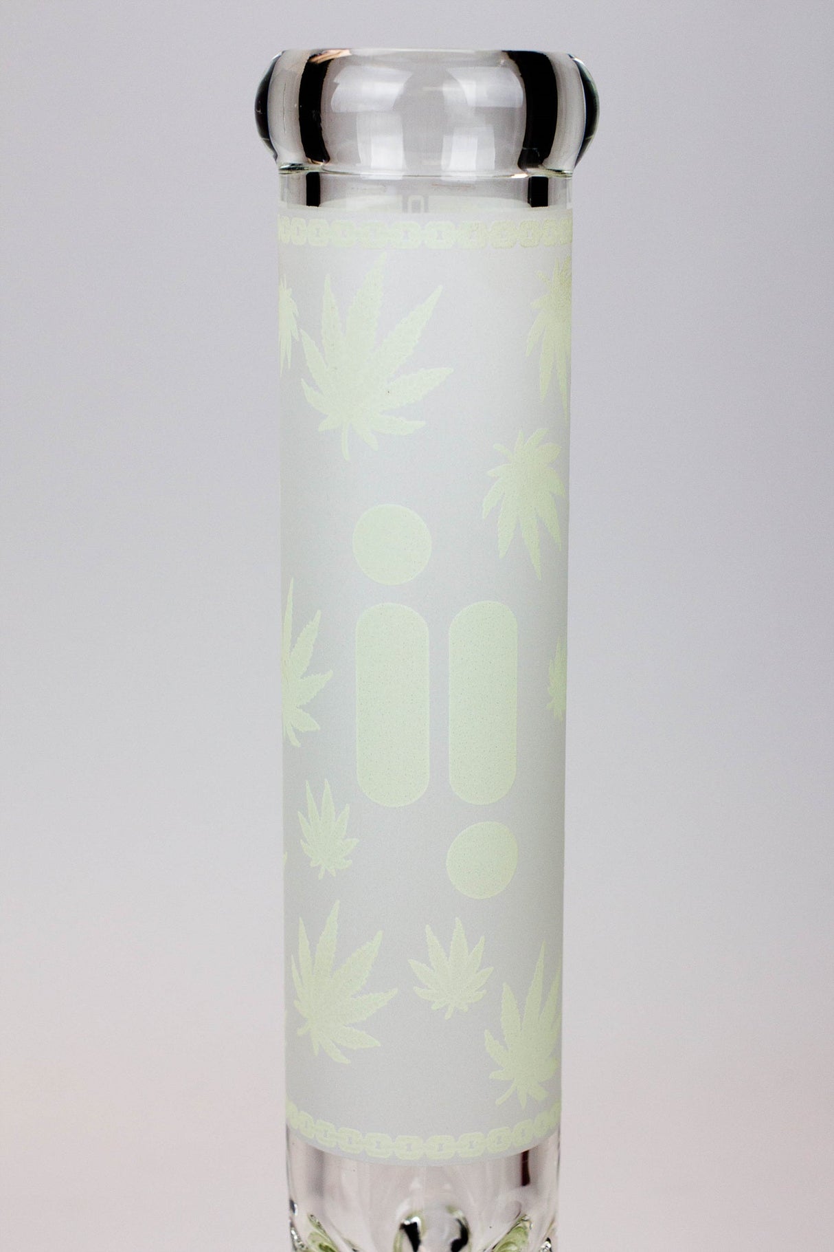 14" Infyniti Leaf Glow in the dark 7 mm glass bong ( GP1654 ) Beaker Bong ONE