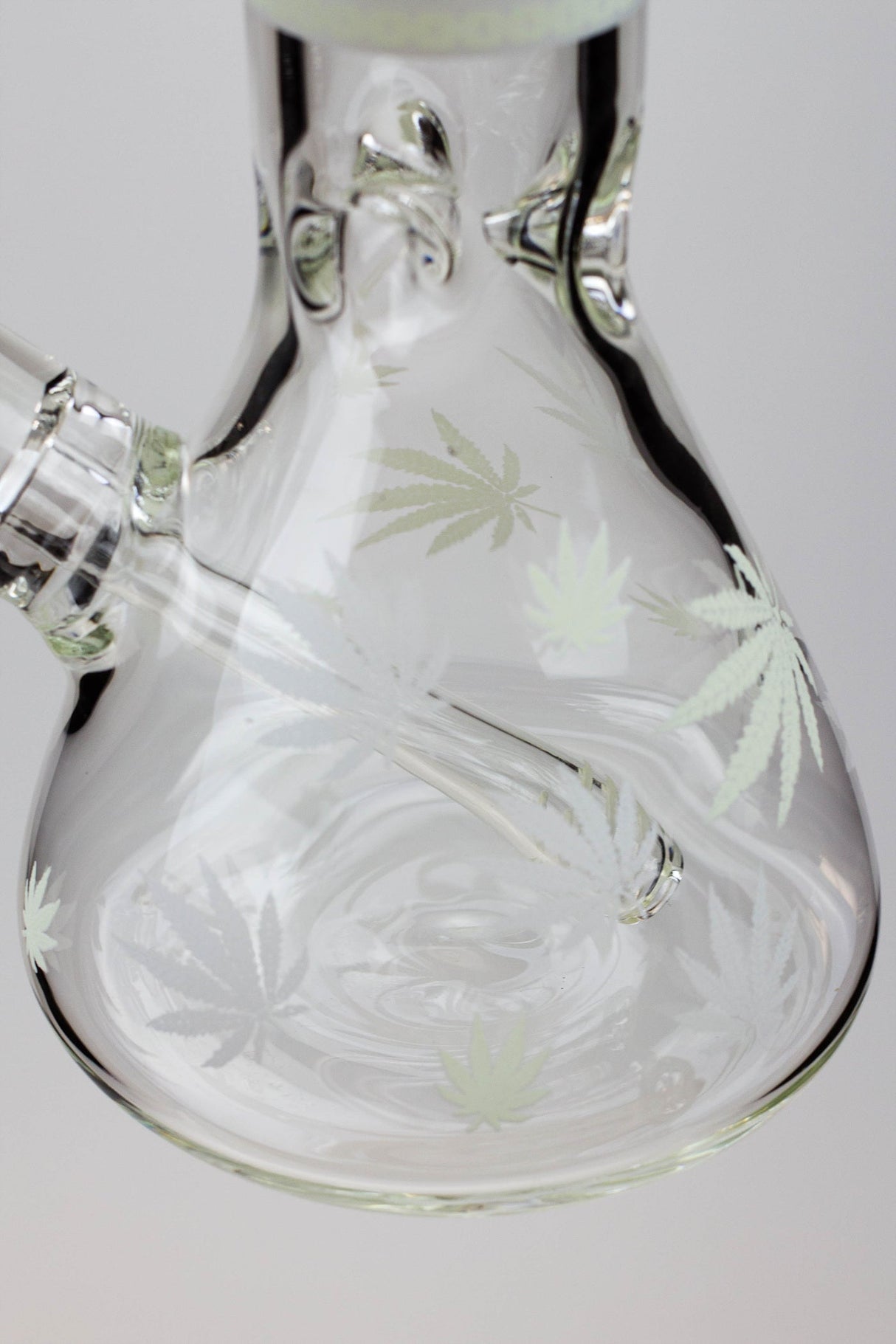 14" Infyniti Leaf Glow in the dark 7 mm glass bong ( GP1654 ) Beaker Bong ONE