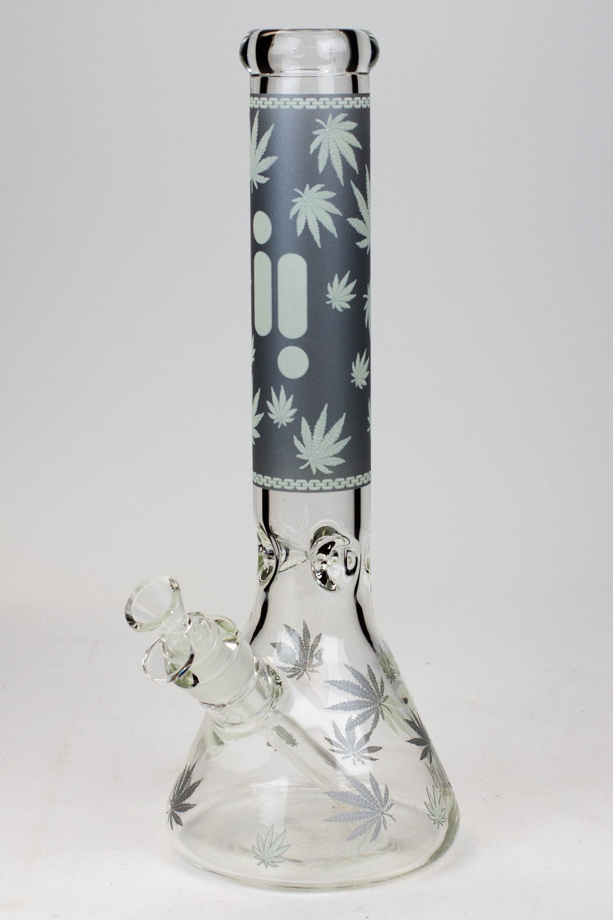 14" Infyniti Leaf Glow in the dark 7 mm glass bong ( GP1654 ) Beaker Bong ONE Grey