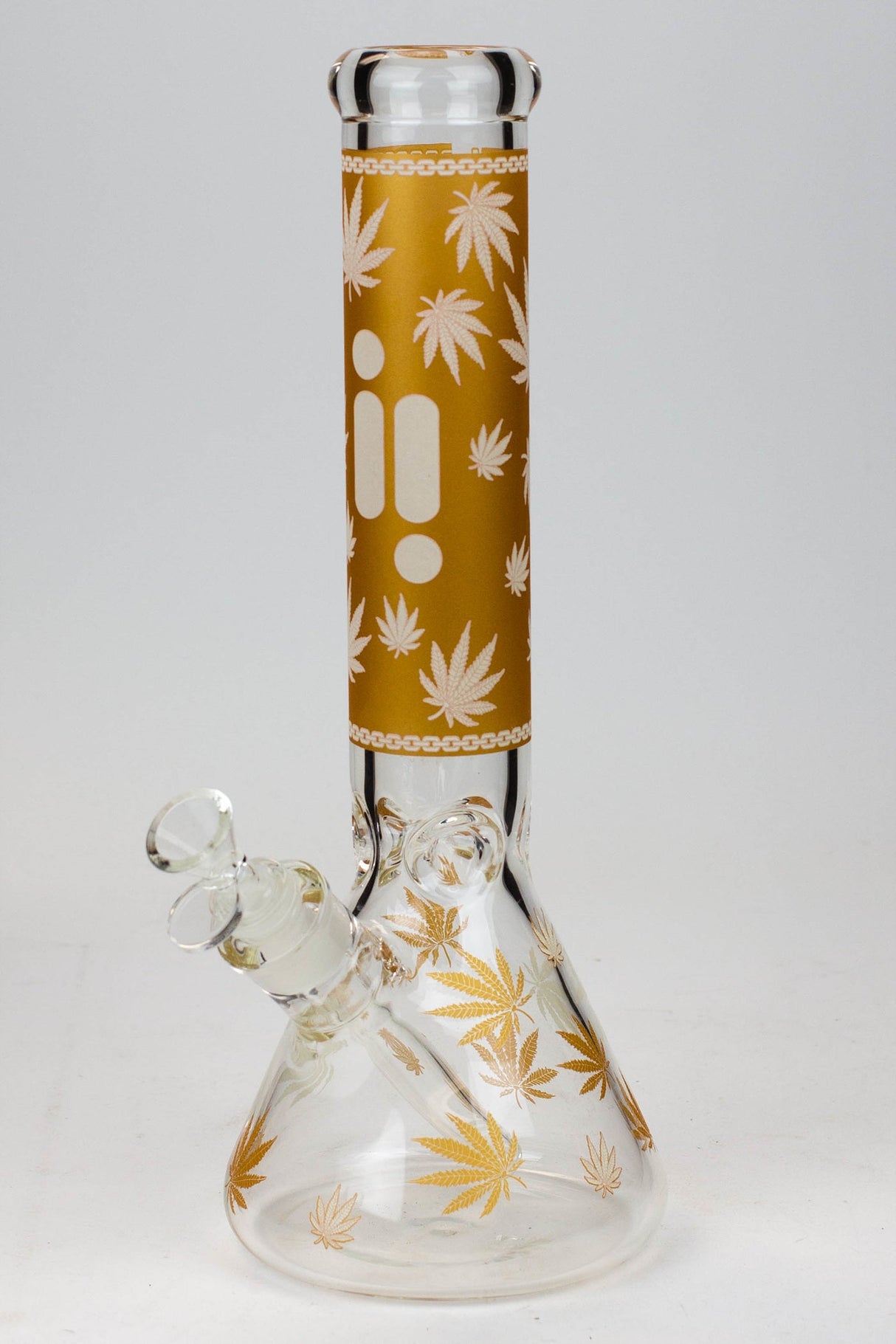 14" Infyniti Leaf Glow in the dark 7 mm glass bong ( GP1654 ) Beaker Bong ONE Gold