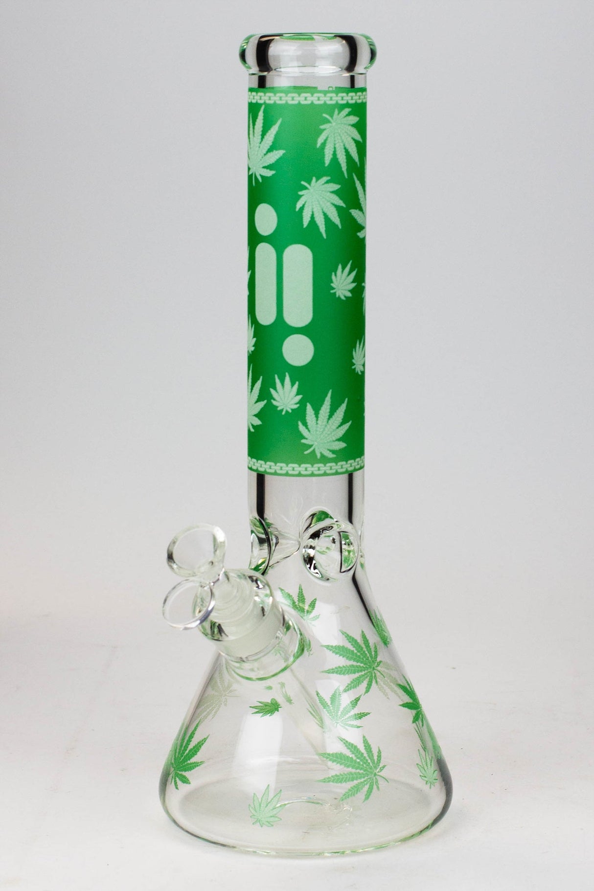 14" Infyniti Leaf Glow in the dark 7 mm glass bong ( GP1654 ) Beaker Bong ONE Green