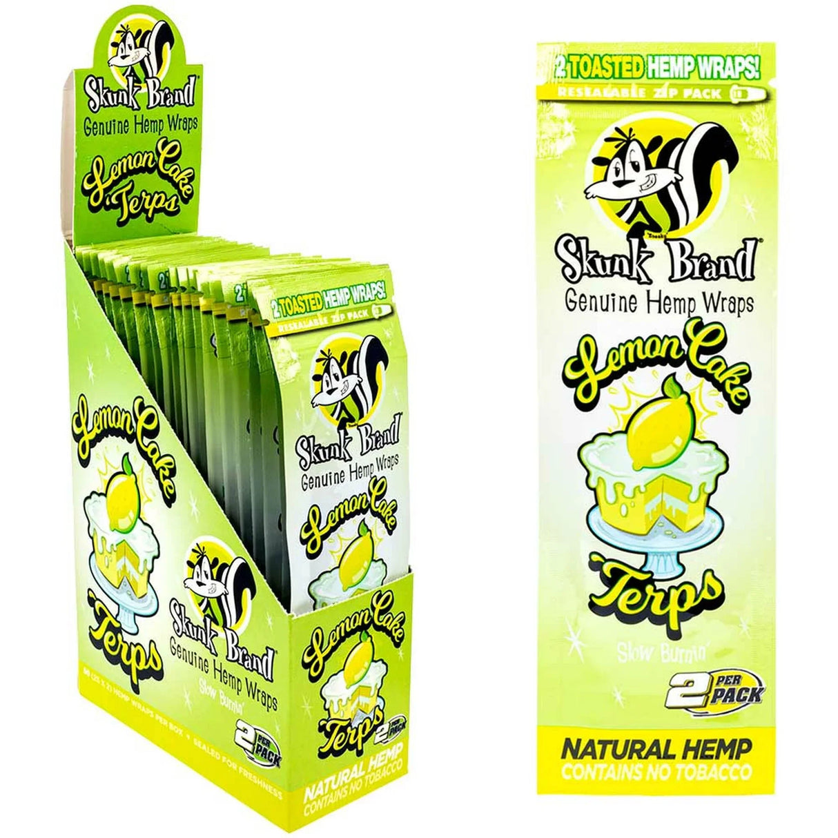 Skunk Hemp Wraps Terp Enhanced Box of 25 Leaf Wrap ONE Lemon Cake