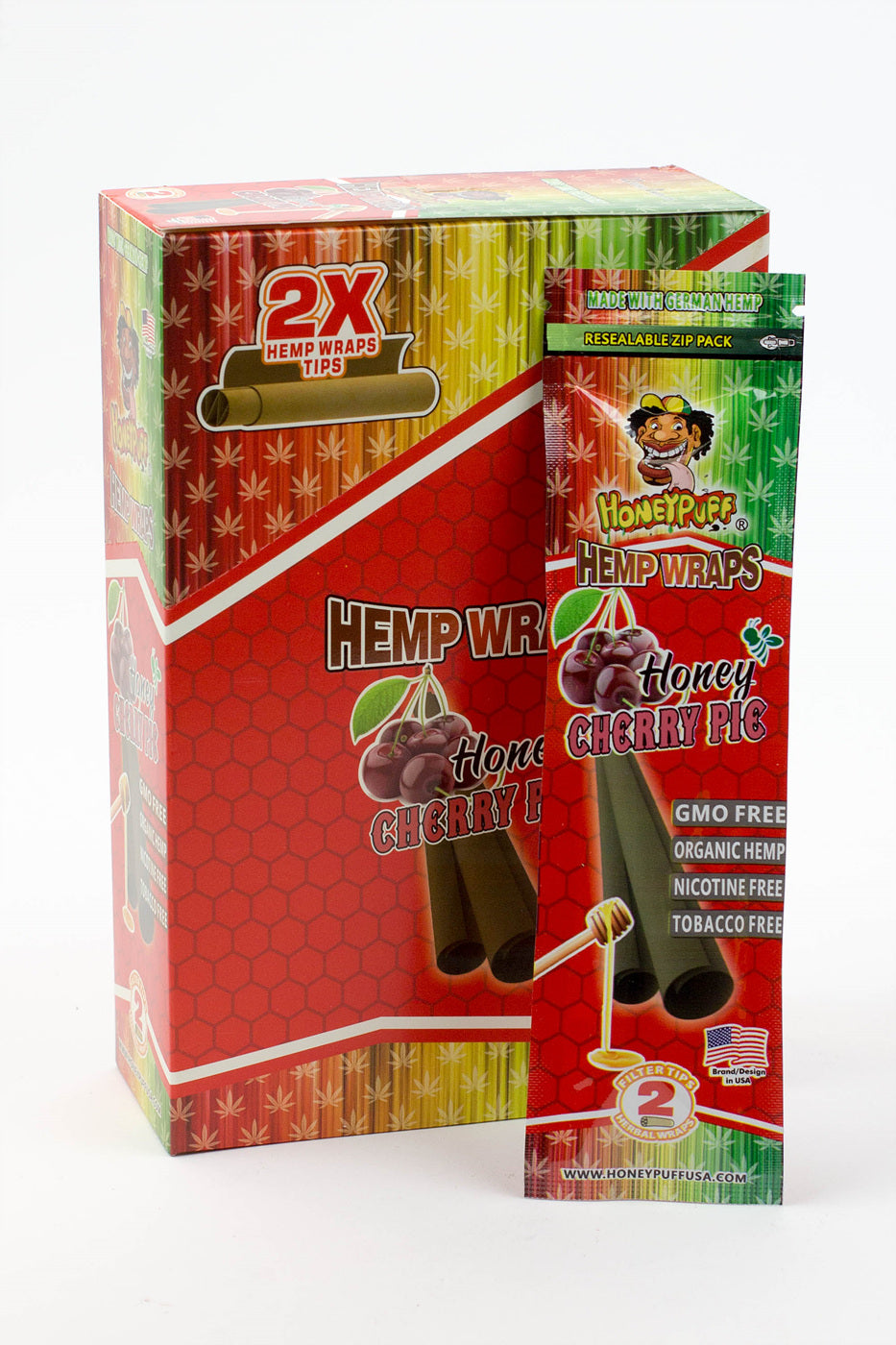 HONEYPUFF Fruit Flavored Hemp Wraps Leaf Wrap ONE Cherry Pie