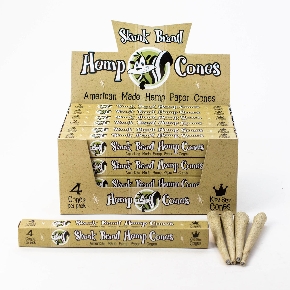 Skunk Brand King size hemp cone Box of 24 Pre-rolled Cone (Display Pack) ONE