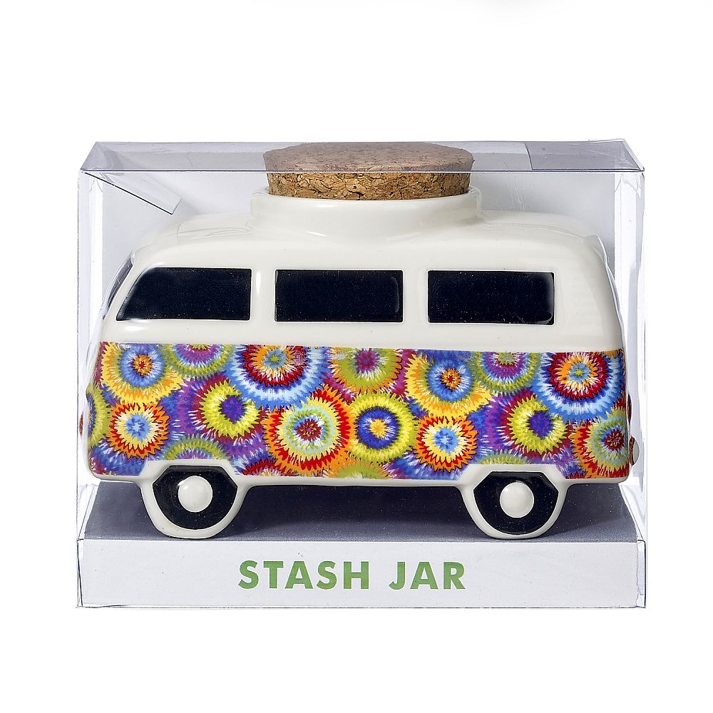 VINTAGE BUS STASH JAR - COLORFUL FLOWER BURST DESIGN Jar Roast and Toast Gifts