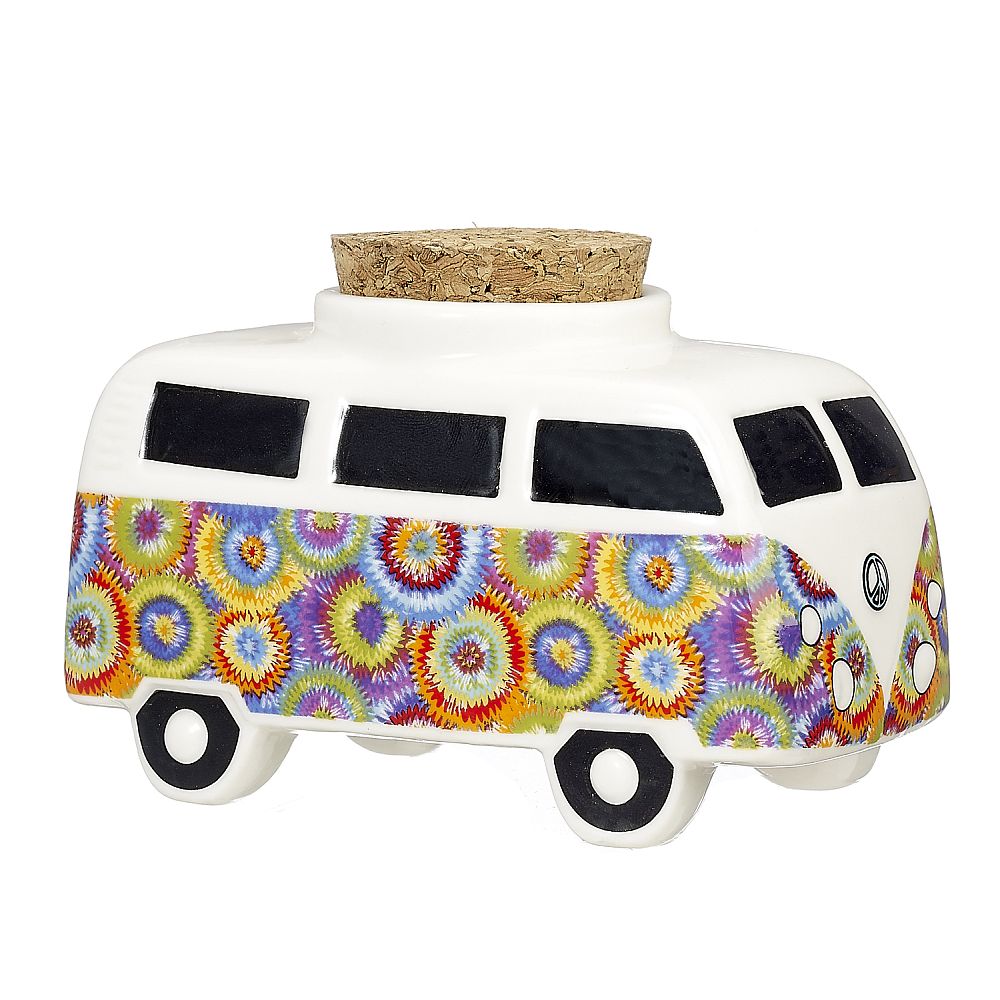 VINTAGE BUS STASH JAR - COLORFUL FLOWER BURST DESIGN Jar Roast and Toast Gifts