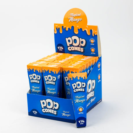 Pop Cones 1 1/4 Pre-rolled cones Box of 24 Pre-rolled Cone (Display Pack) ONE Tropical Mango