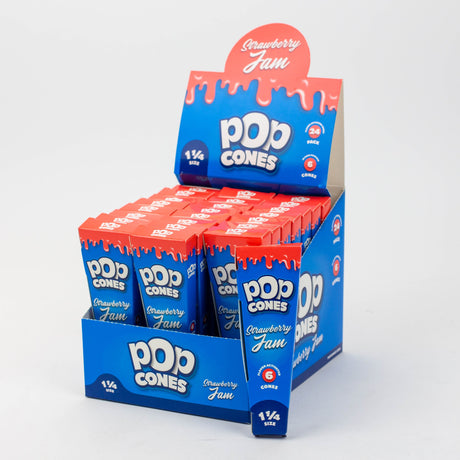 Pop Cones 1 1/4 Pre-rolled cones Box of 24 Pre-rolled Cone (Display Pack) ONE Strawberry Jam