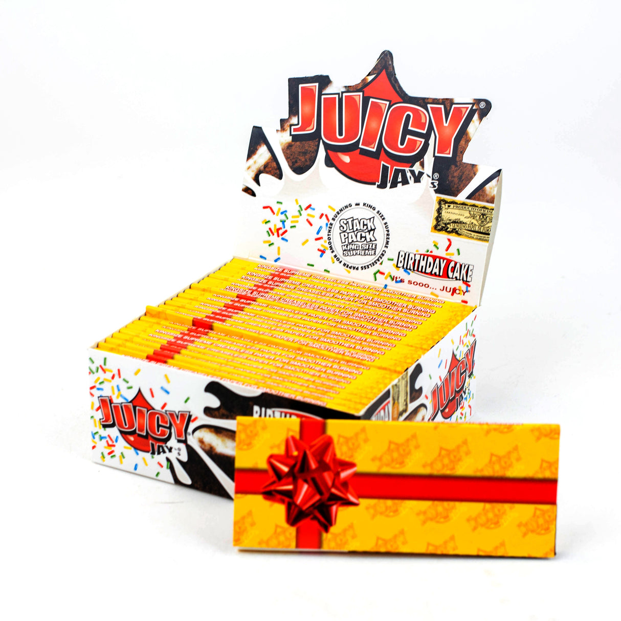 Juicy Jay's Birthday Cake King size Supreme Stack Pack rolling paper Box of 24 King Size ONE