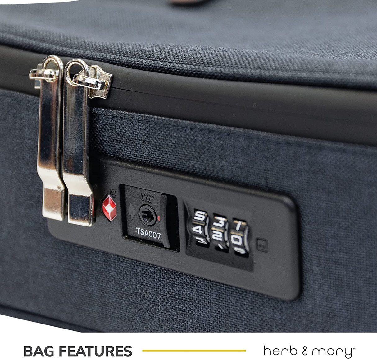 Herb & Mary | Smell Proof Accessories Storage Stash Case w/Integrated Combo Lock (Large) Pouch Herb & Mary