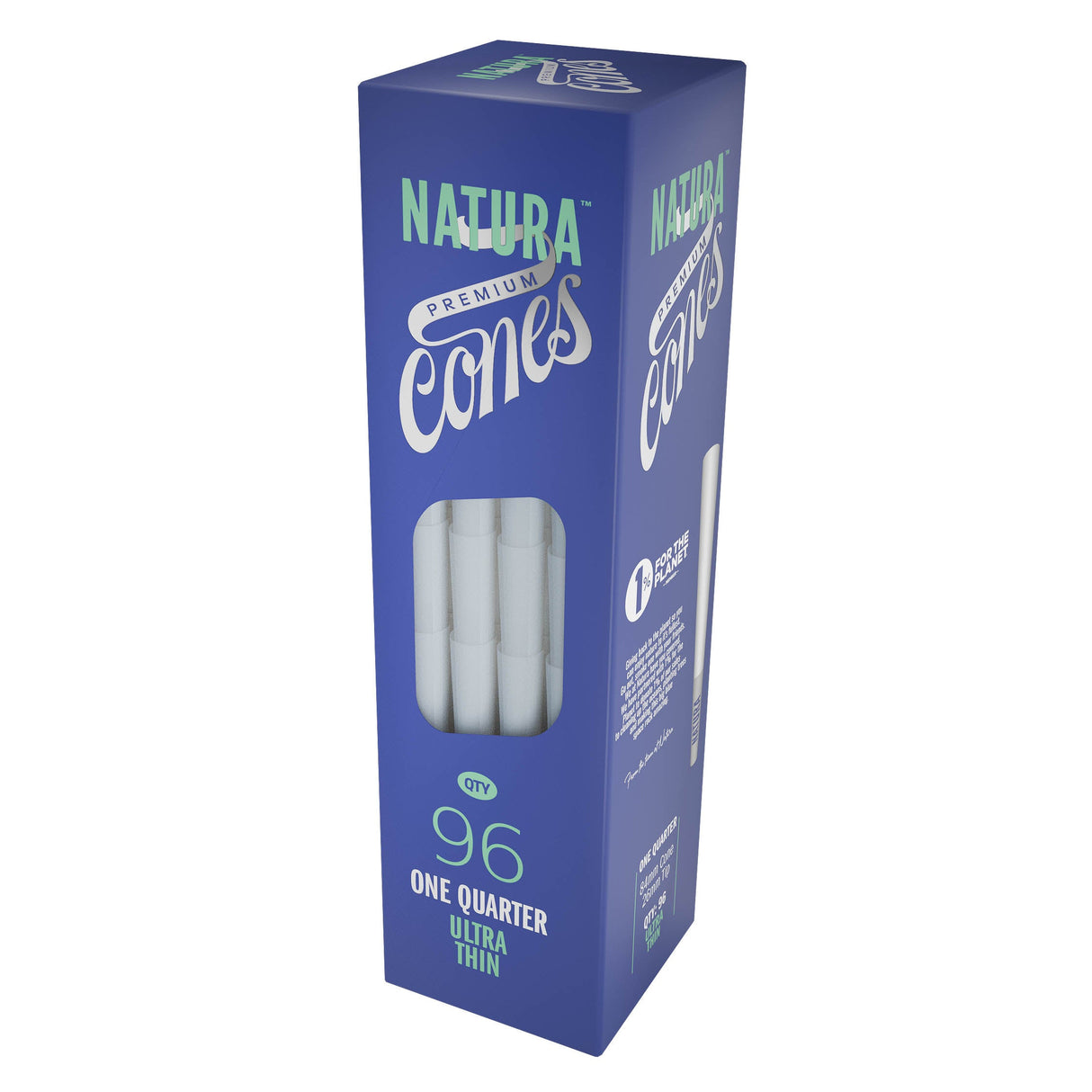 Natura – White Ultra Thin Pre-Rolled Paper Mini Tower Pre-rolled Cone (Bulk / Tower) NATURA 96 Cones / One Quater Size