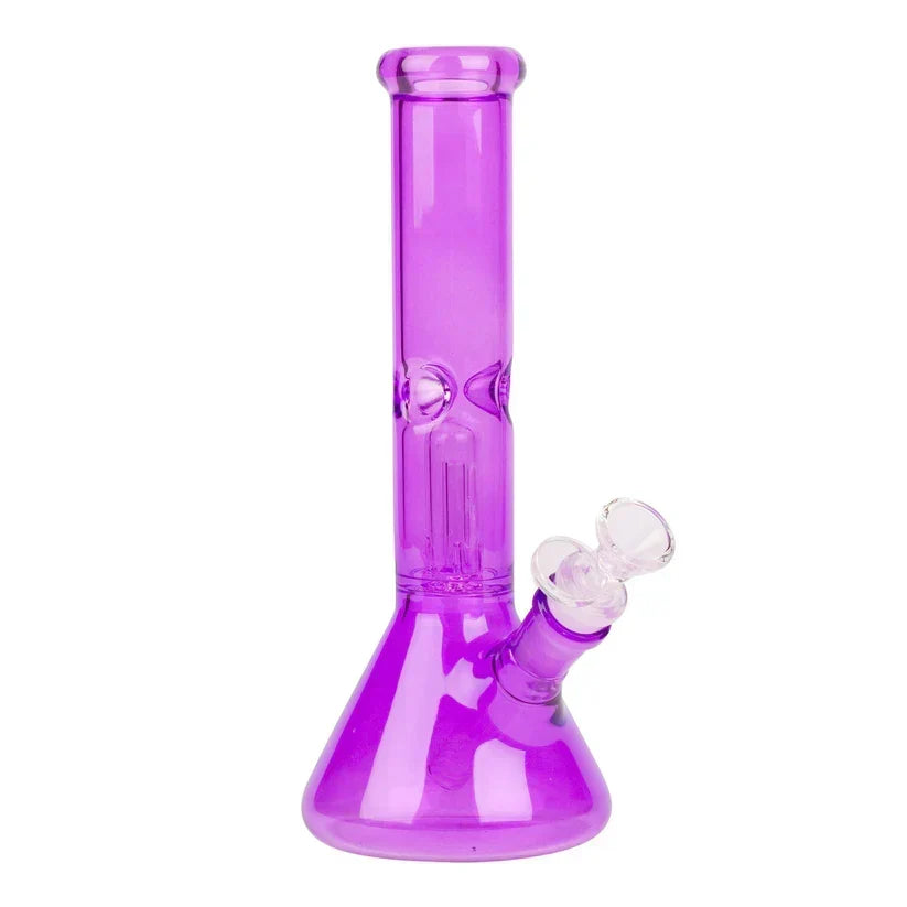 10" Neon Beaker Bong with Dome Perc Bongs Smoking Cat Distribution Purple