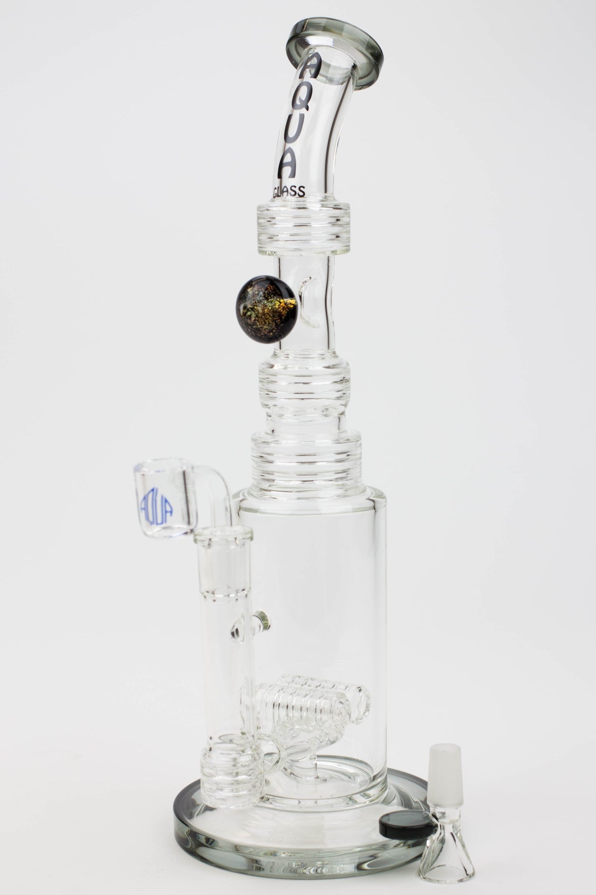 13" AQUA Glass / 2-in-1 / 7mm glass water bong Glass Bong Canadian Distributor Black
