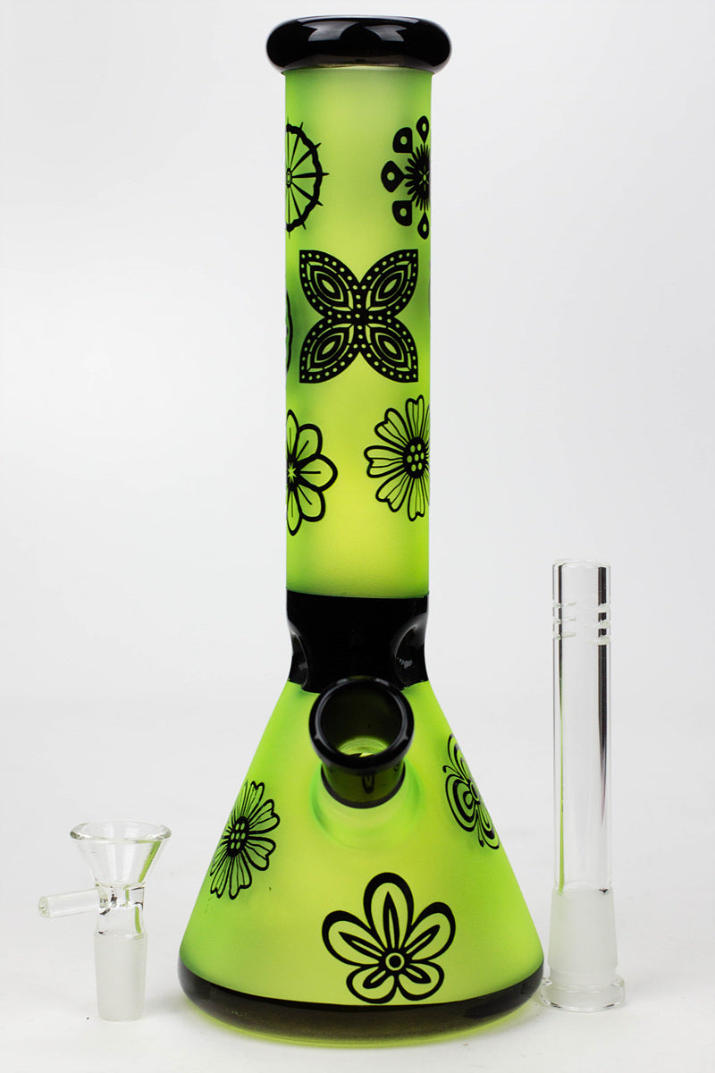 10" Sandblasted color glass water bong Glass Bong BANKA