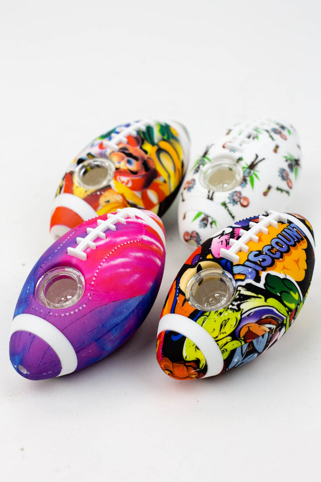 Football Silicone hand pipe with glass bowl Silicone Pipe BANKA