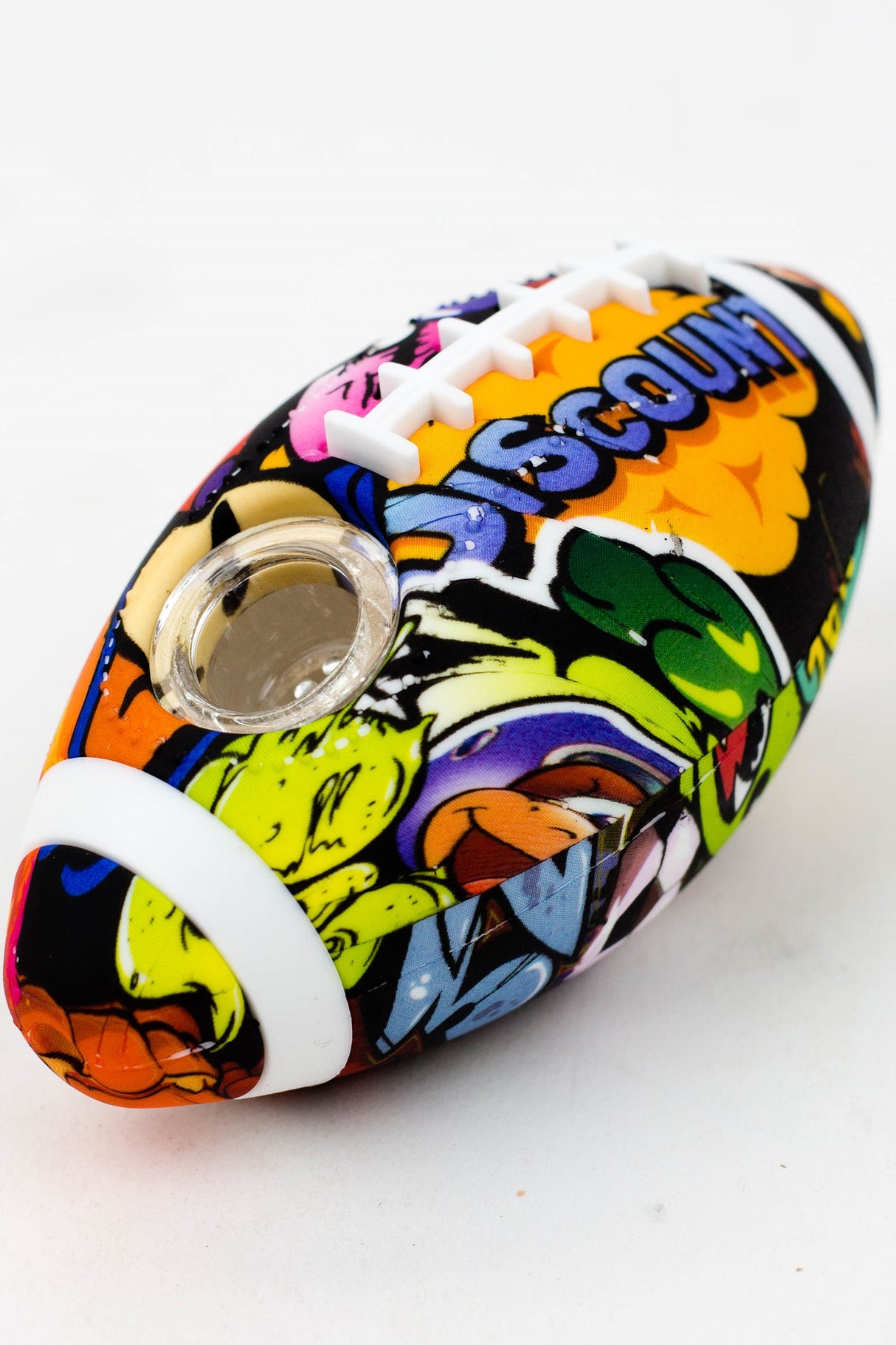 Football Silicone hand pipe with glass bowl Silicone Pipe BANKA Grapnic D