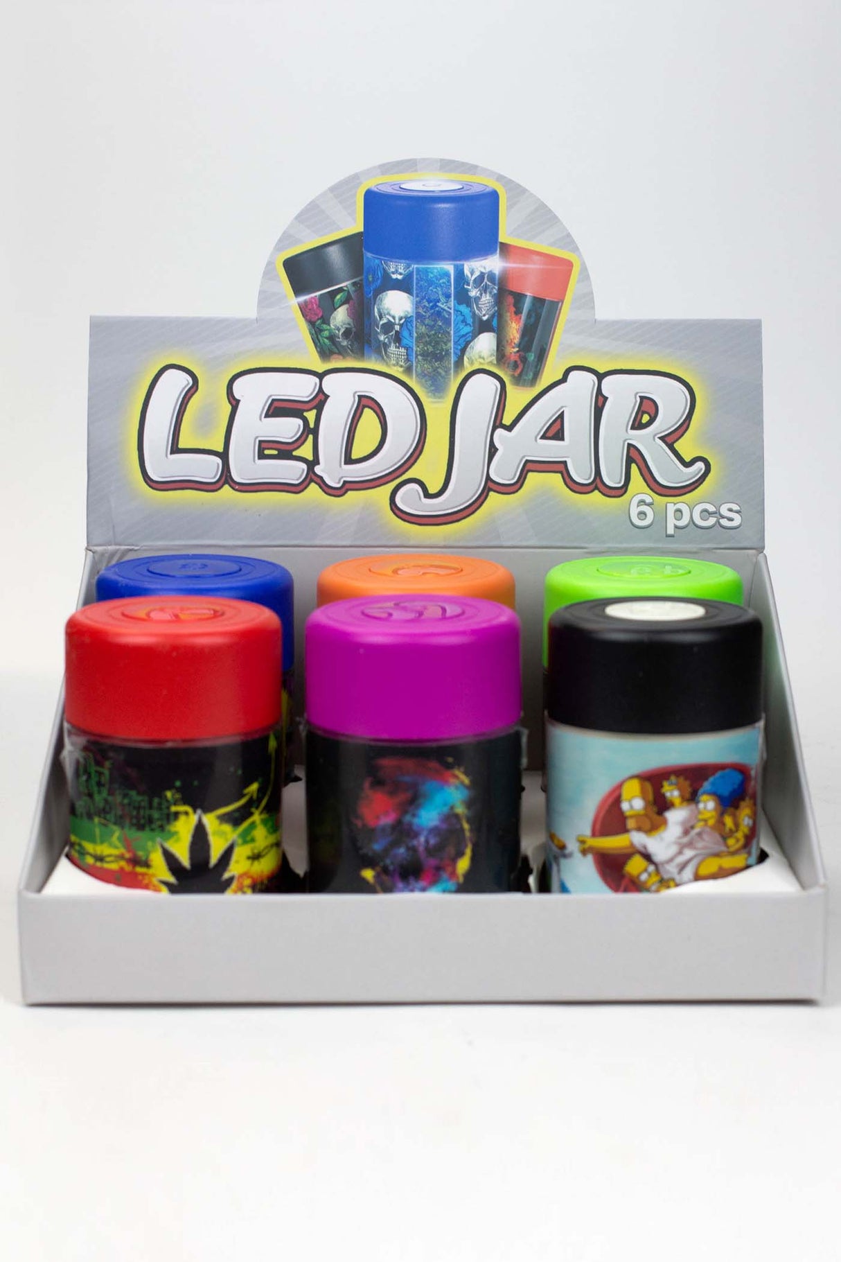 LED Stash Jars with Cartoon Designs Box of 6 Jar BANKA