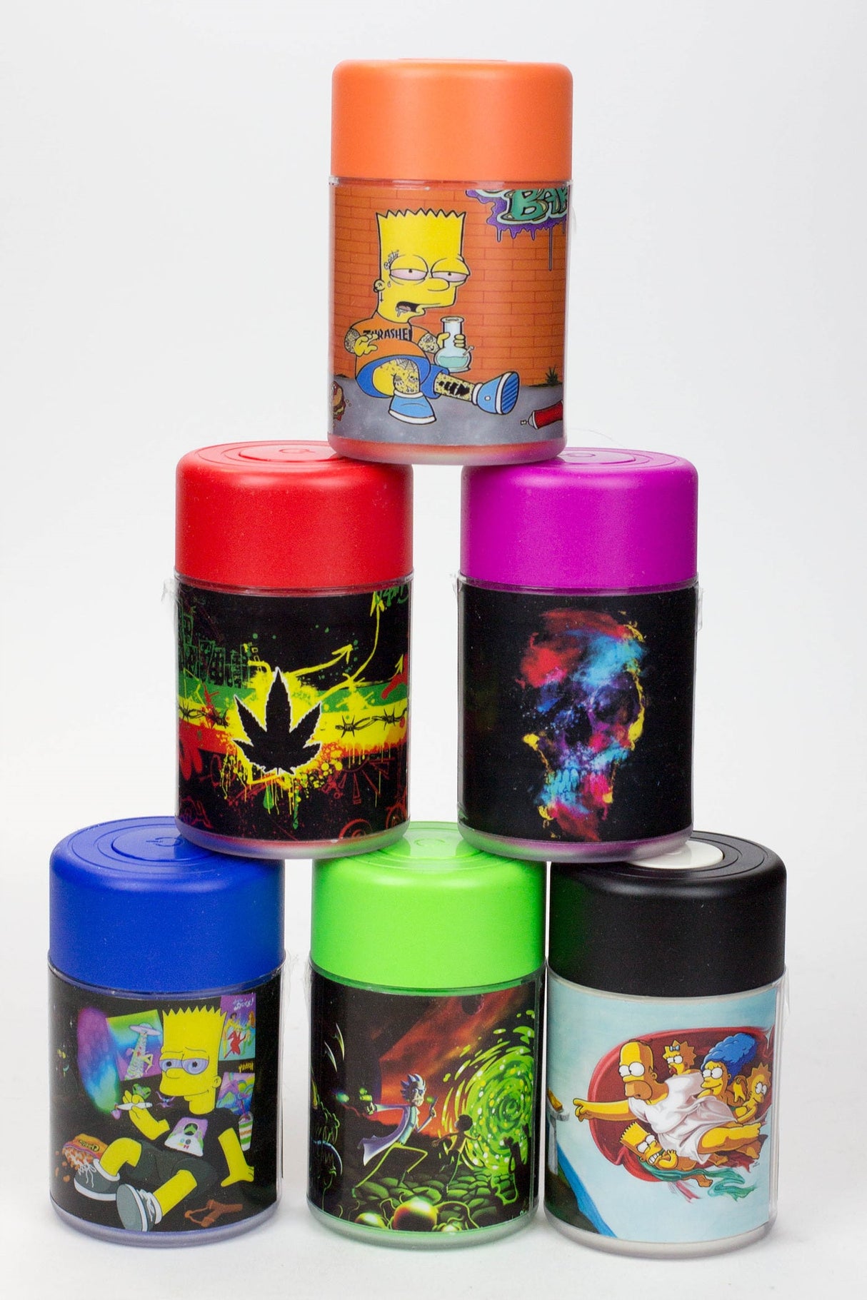 LED Stash Jars with Cartoon Designs Box of 6 Jar BANKA