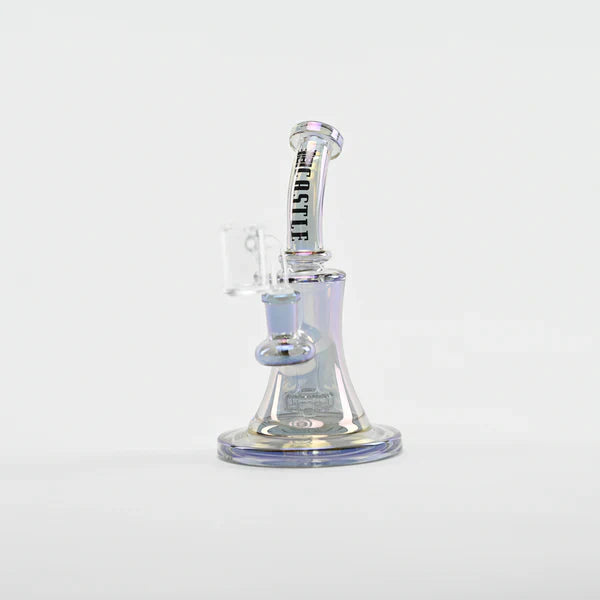 Castle Glassworks | 8.5" Bell Dab Rig – 7mm Thick Electroplated Glass (14mm Female) Glass Rig Castle Glassworks Light Chrome