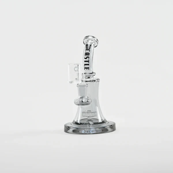 Castle Glassworks | 8.5" Bell Dab Rig – 7mm Thick Electroplated Glass (14mm Female) Glass Rig Castle Glassworks Silver