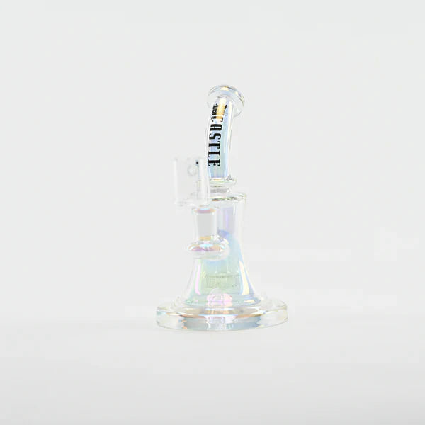 Castle Glassworks | 8.5" Bell Dab Rig – 7mm Thick Electroplated Glass (14mm Female) Glass Rig Castle Glassworks Clear Chrome