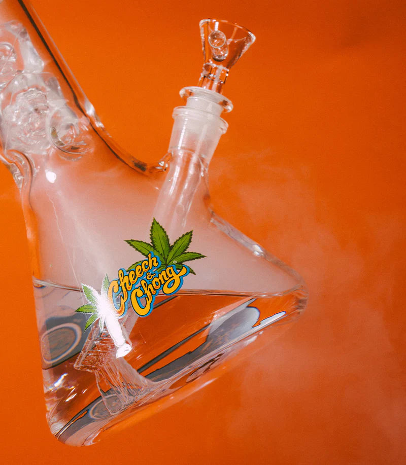 Cheech & Chong® Glass | 15" Pop Art Beaker Base Water Pipe CC154 Glass Bong Smoking Cat Distribution