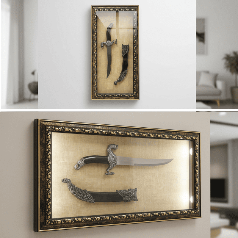 Knife Frame Silver Display Wall Glass Mounted Décor (CDYWL-2557) Flag · Sign · Deco Canadian Distributor