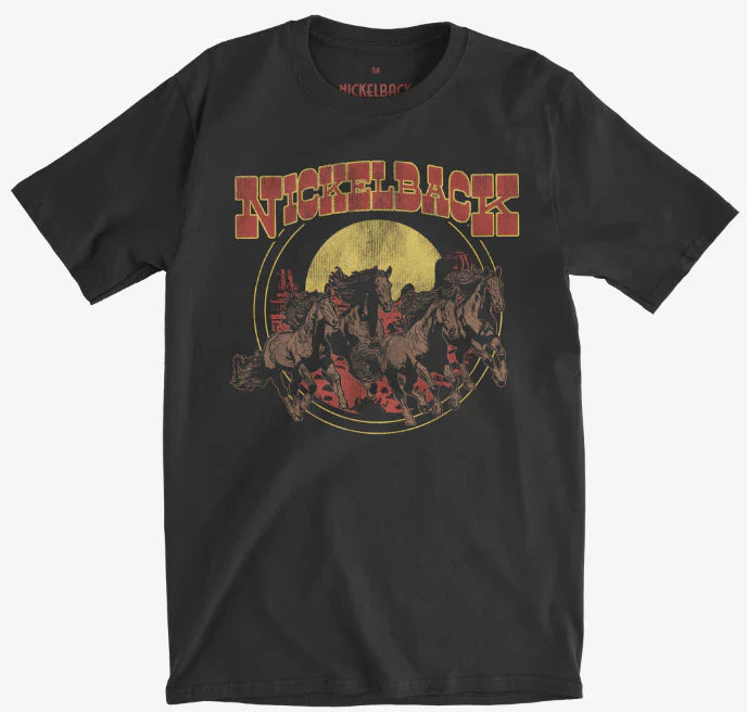 Nickelback | "Wild Horses" Unisex's T-Shirt Black - Officially Licensed Short Sleeve Philcos Medium