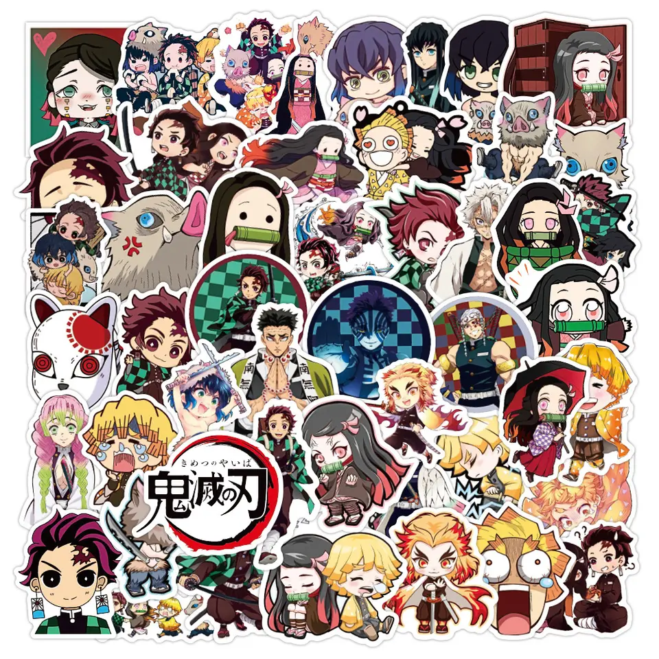 50pcs Assorted Anime Design Stickers Gadget Every Weekend Demon Slayer_A