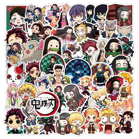 50pcs Assorted Anime Design Stickers Gadget Every Weekend Demon Slayer_A