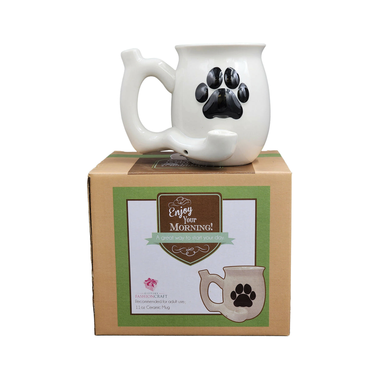 dog paw mug - white with black paw Mug Pipe Roast and Toast Gifts