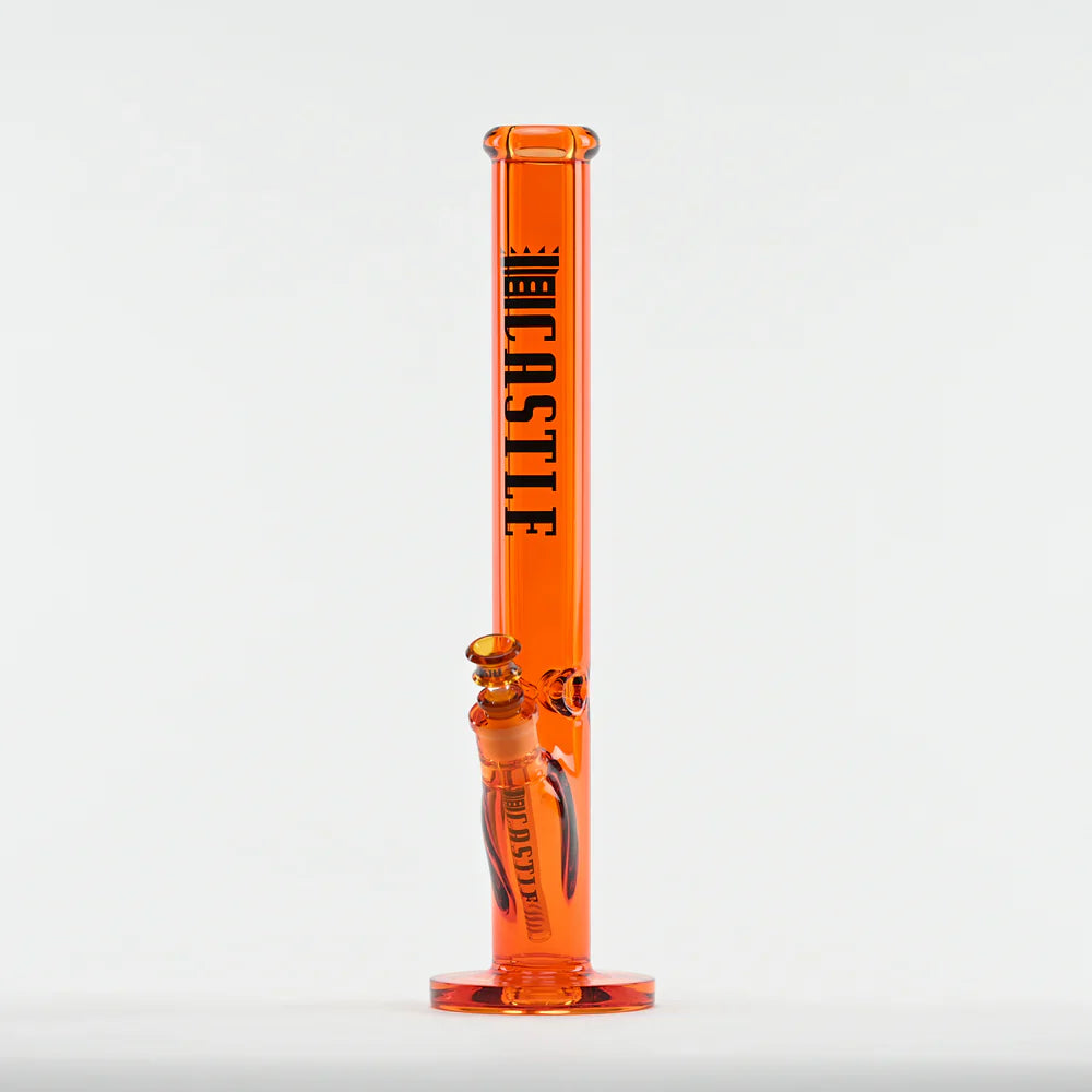 Castle Glassworks | 18" Straight Tube Glass Bong – C-003 (9mm Thick) Glass Bong Castle Glassworks Orange